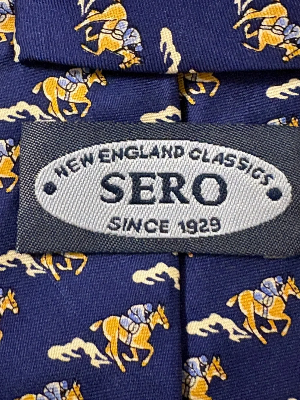 Vintage Sero New England Classics Silk Equestrian Jockey Tie Navy Blue